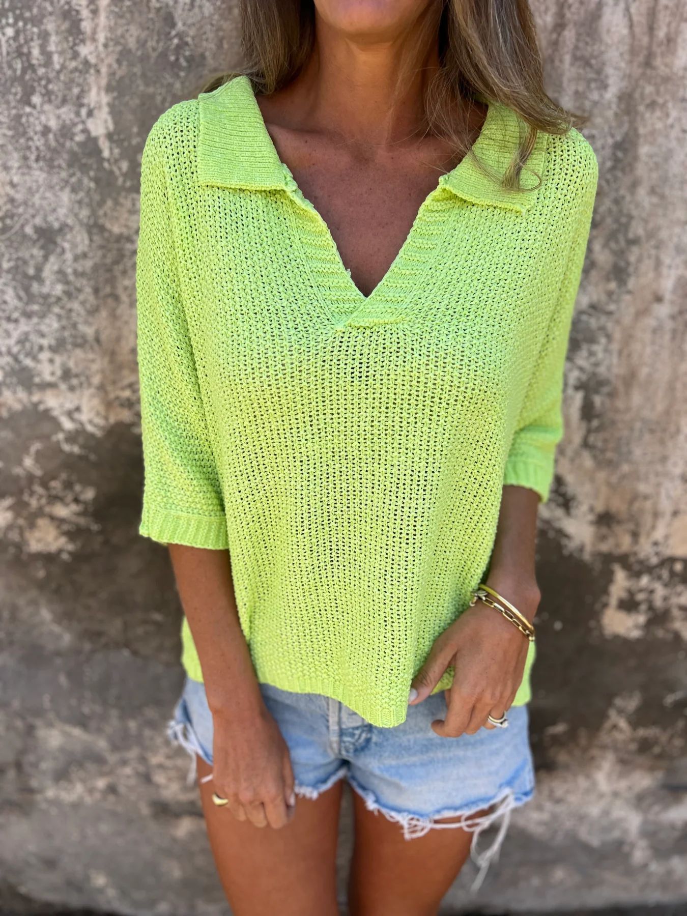 Haut Femme Col Revers à Manches