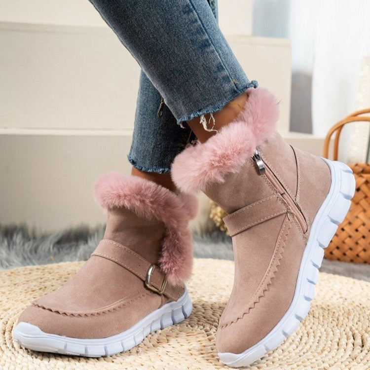 Bottes Hiver Chaudes et Épaisses pour Femme avec Boucle
