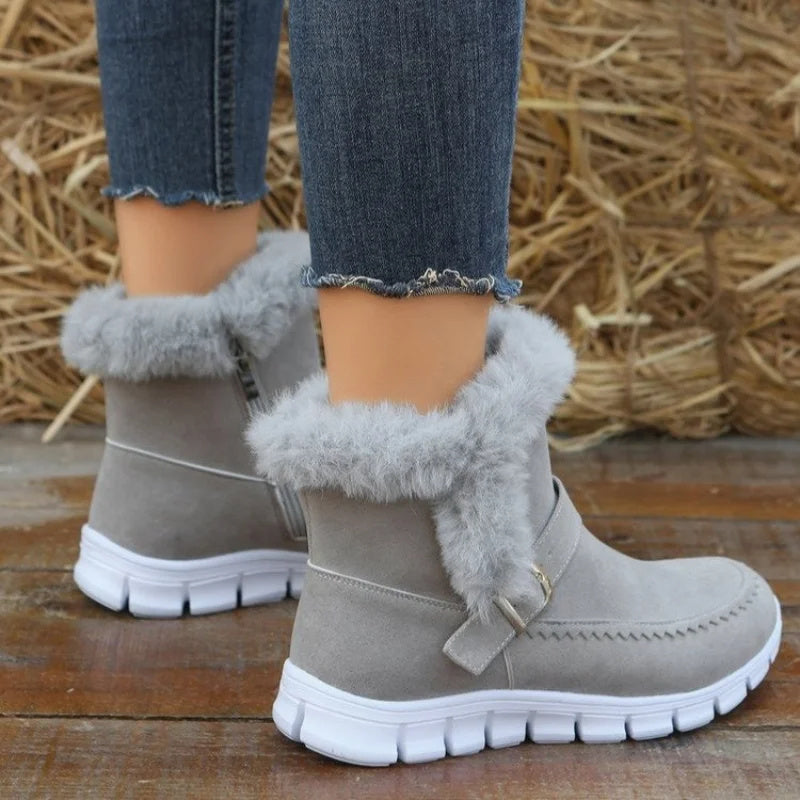 Bottes Hiver Chaudes et Épaisses pour Femme avec Boucle