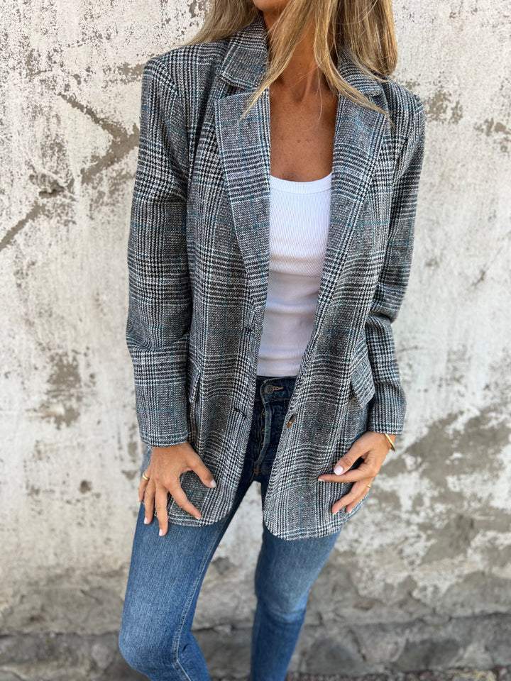 Blazer Rétro Pied-de-Poule – Femme