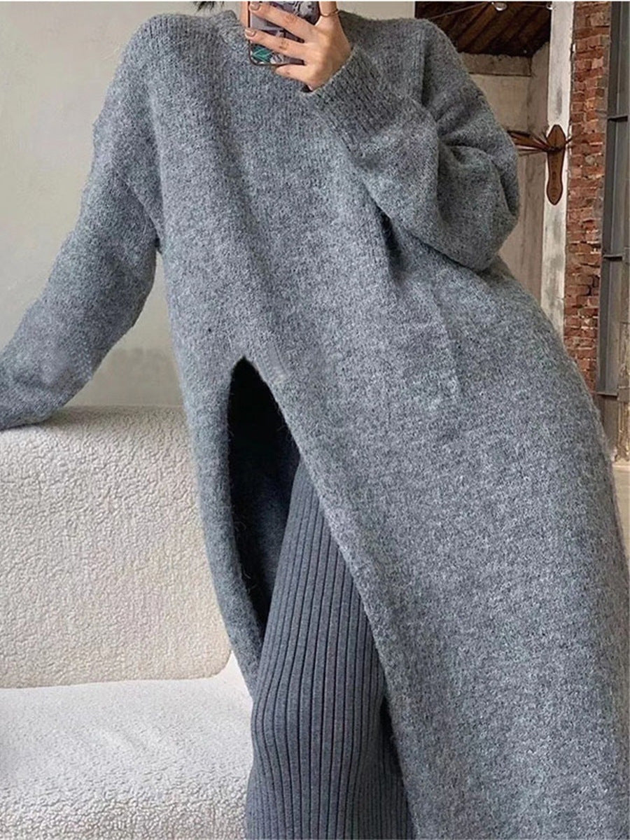 Robe Pull Tricotée Fendue