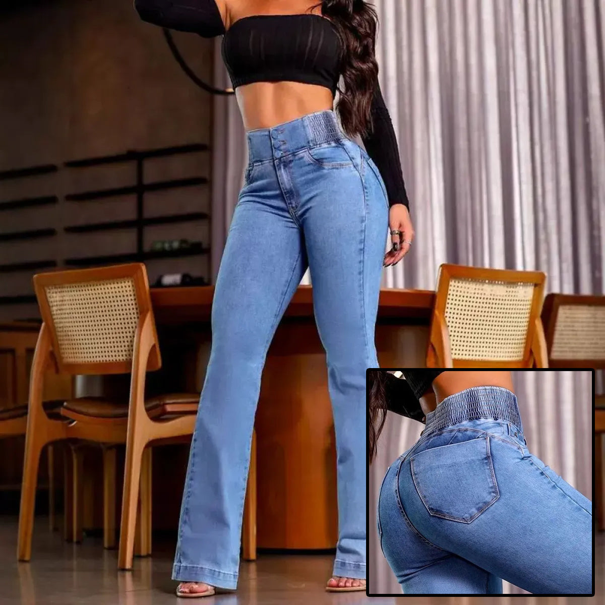 Sexy Pantalon Slim Haute Taille Femme