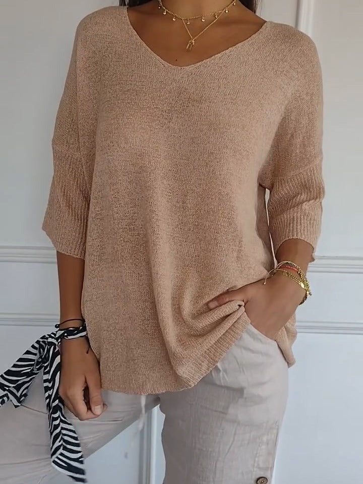 Pull Fin Col V Manches Longues – GAZERIA