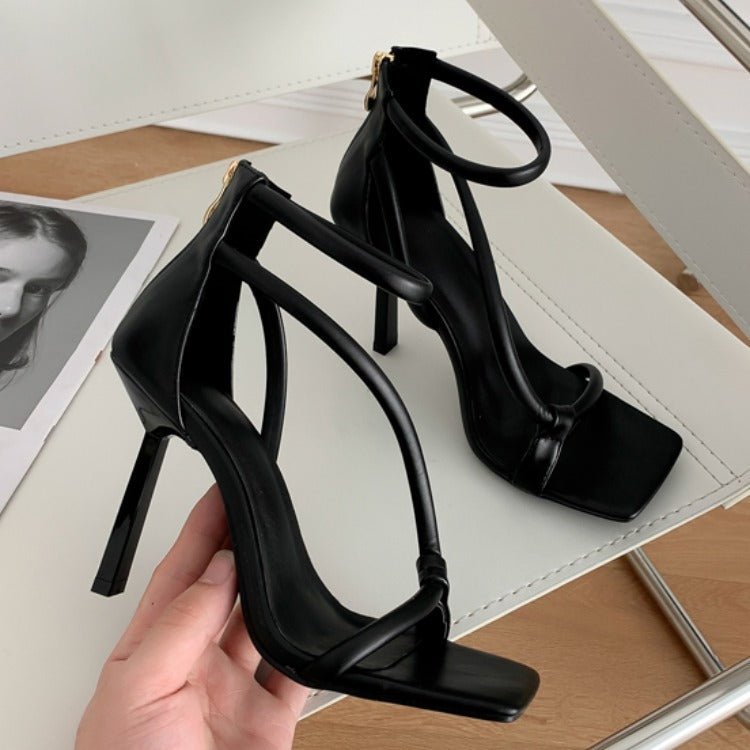 Sandales à talon stiletto haut à bout carré pour femme