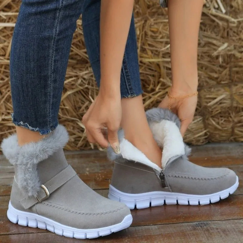Bottes Hiver Chaudes et Épaisses pour Femme avec Boucle