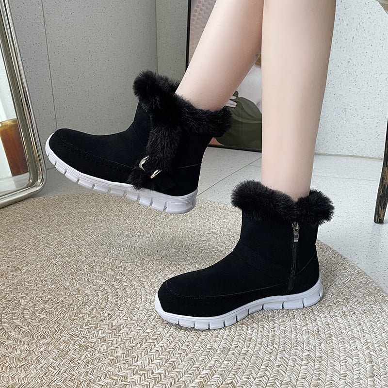 Bottes Hiver Chaudes et Épaisses pour Femme avec Boucle
