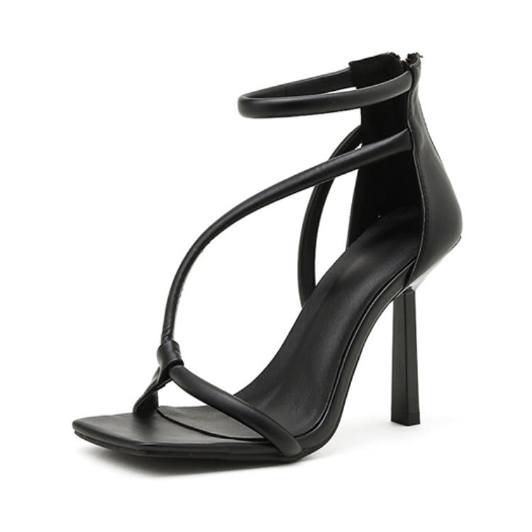 Sandales à talon stiletto haut à bout carré pour femme