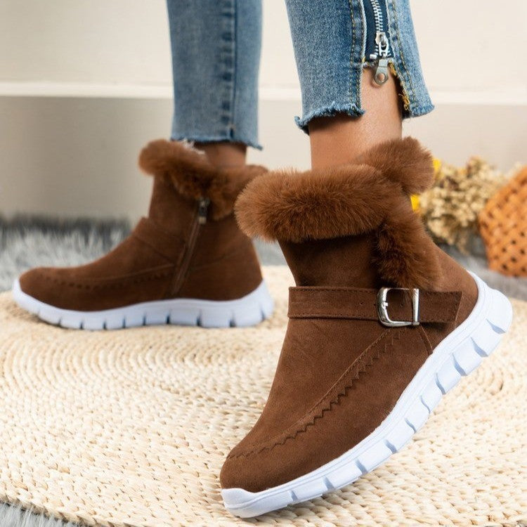 Bottes Hiver Chaudes et Épaisses pour Femme avec Boucle