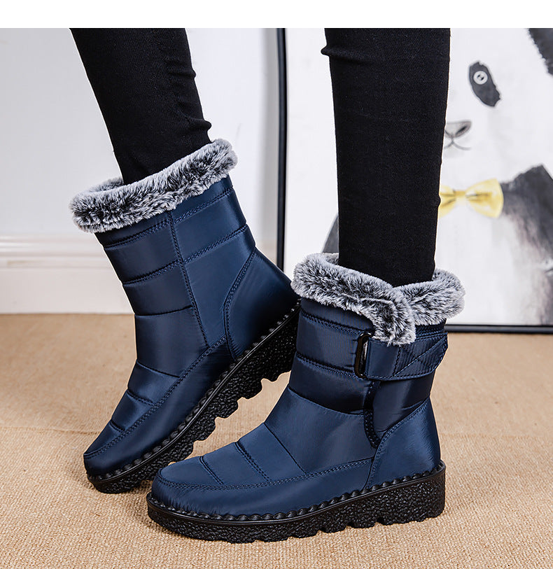 Bottines d'Hiver Imperméables avec Col en Fourrure
