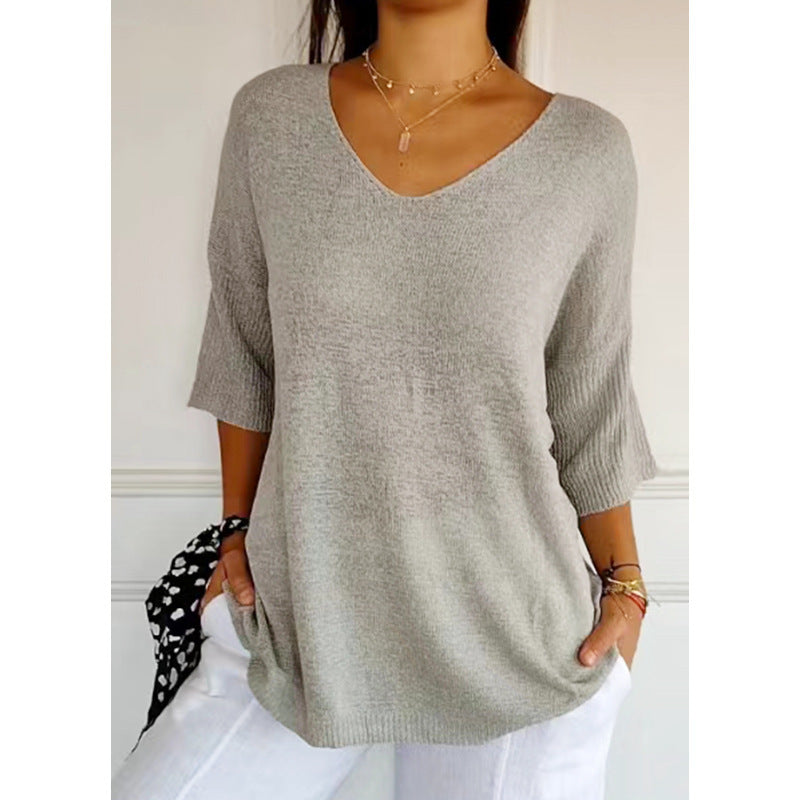 Pull Fin Col V Manches Longues – GAZERIA
