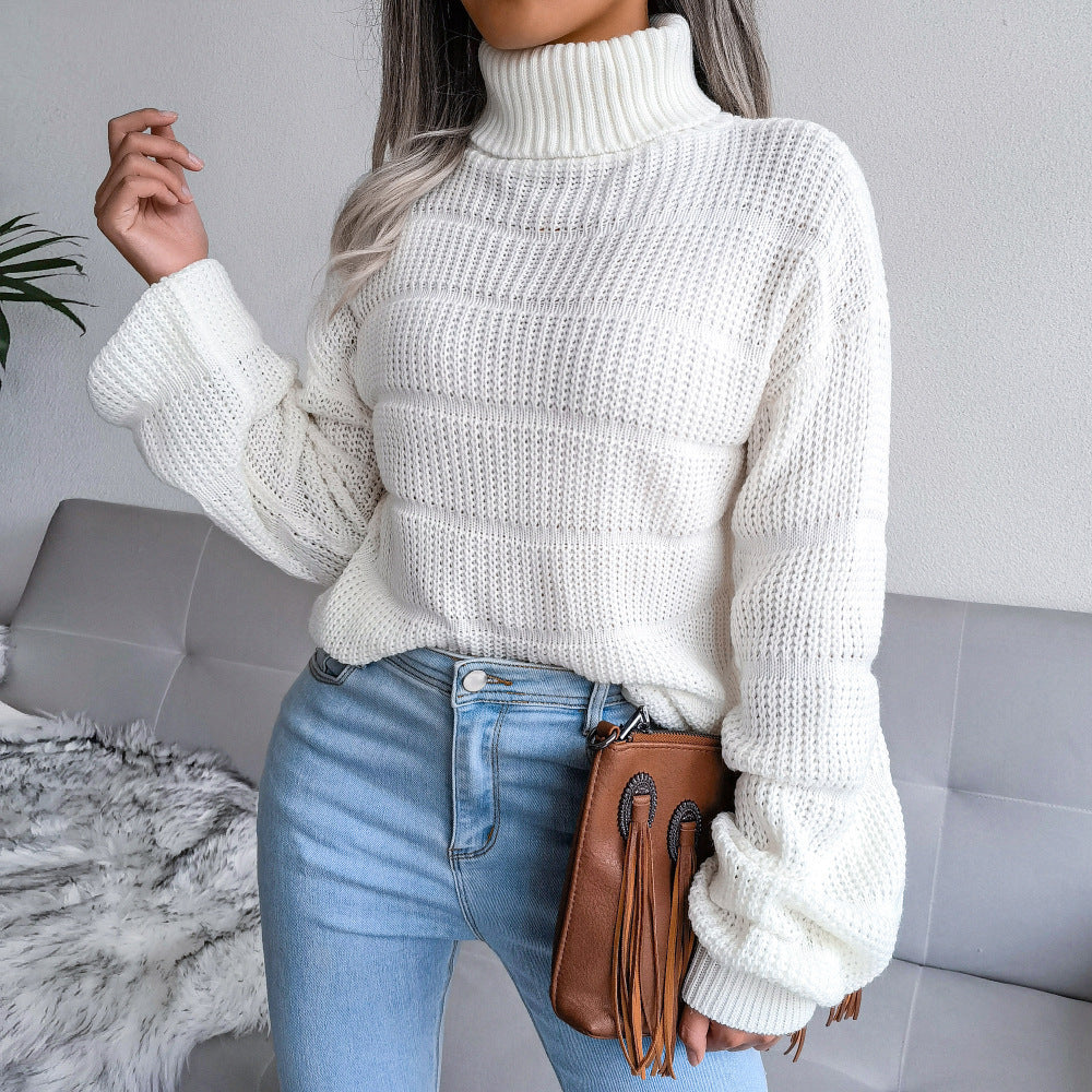 Pull tricoté ajouré à manches longues – Femme
