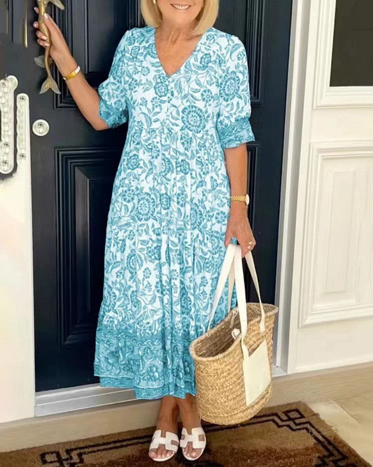 Robe Imprimée Longue à Fleurs – GAZERIA