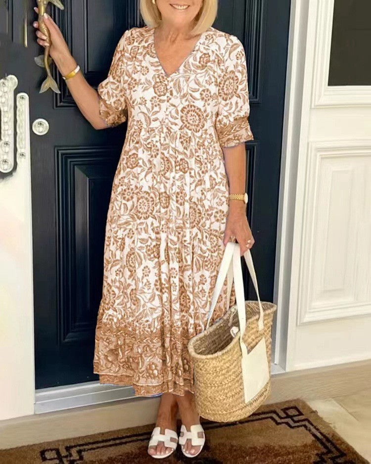 Robe Imprimée Longue à Fleurs – GAZERIA