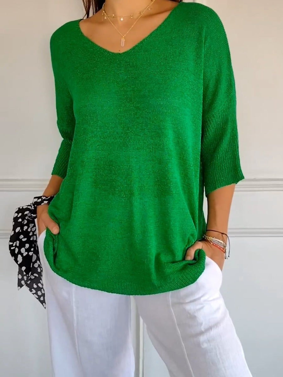 Pull Fin Col V Manches Longues – GAZERIA