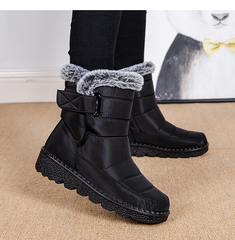 Bottines d'Hiver Imperméables avec Col en Fourrure