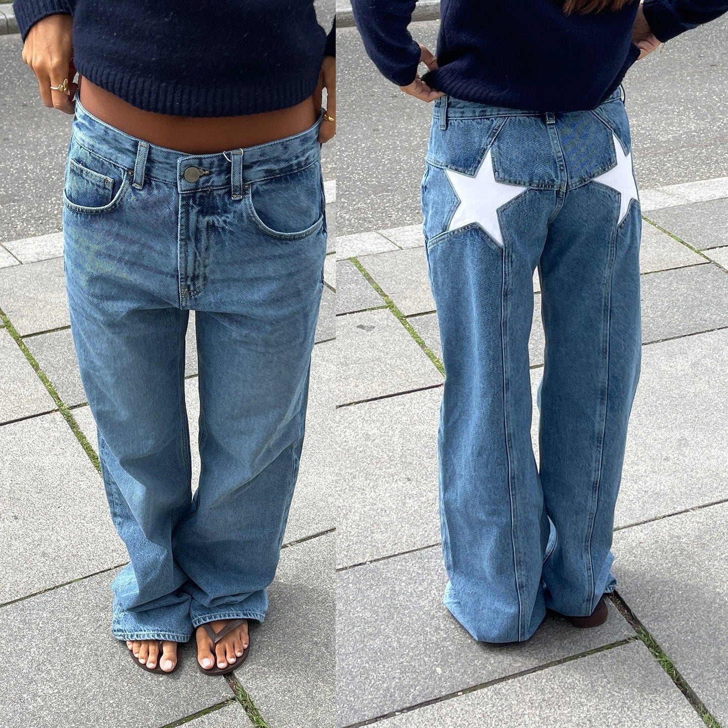 Pantalon Casual Retro à Étoile