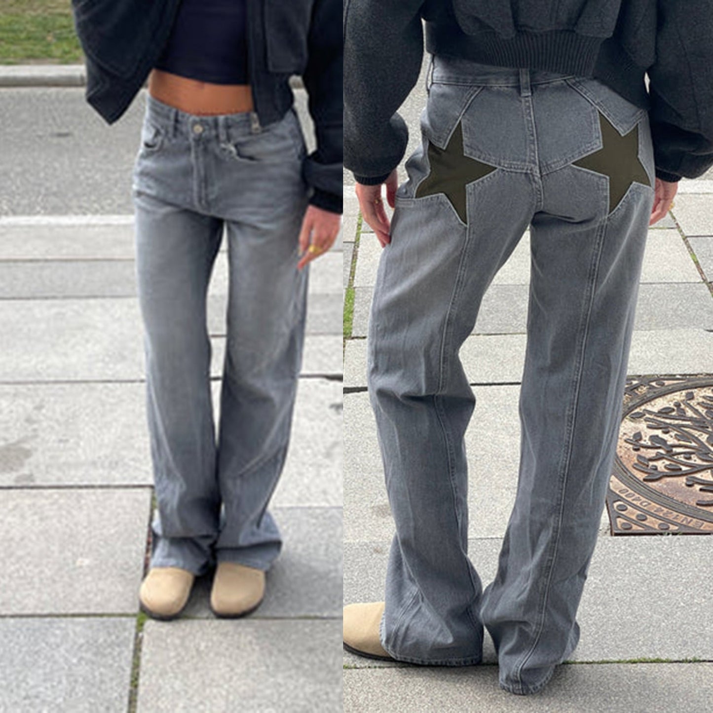 Pantalon Casual Retro à Étoile