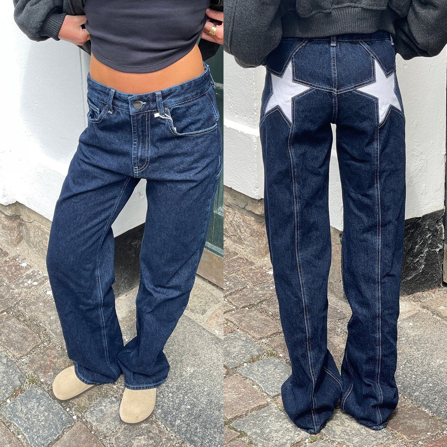 Pantalon Casual Retro à Étoile