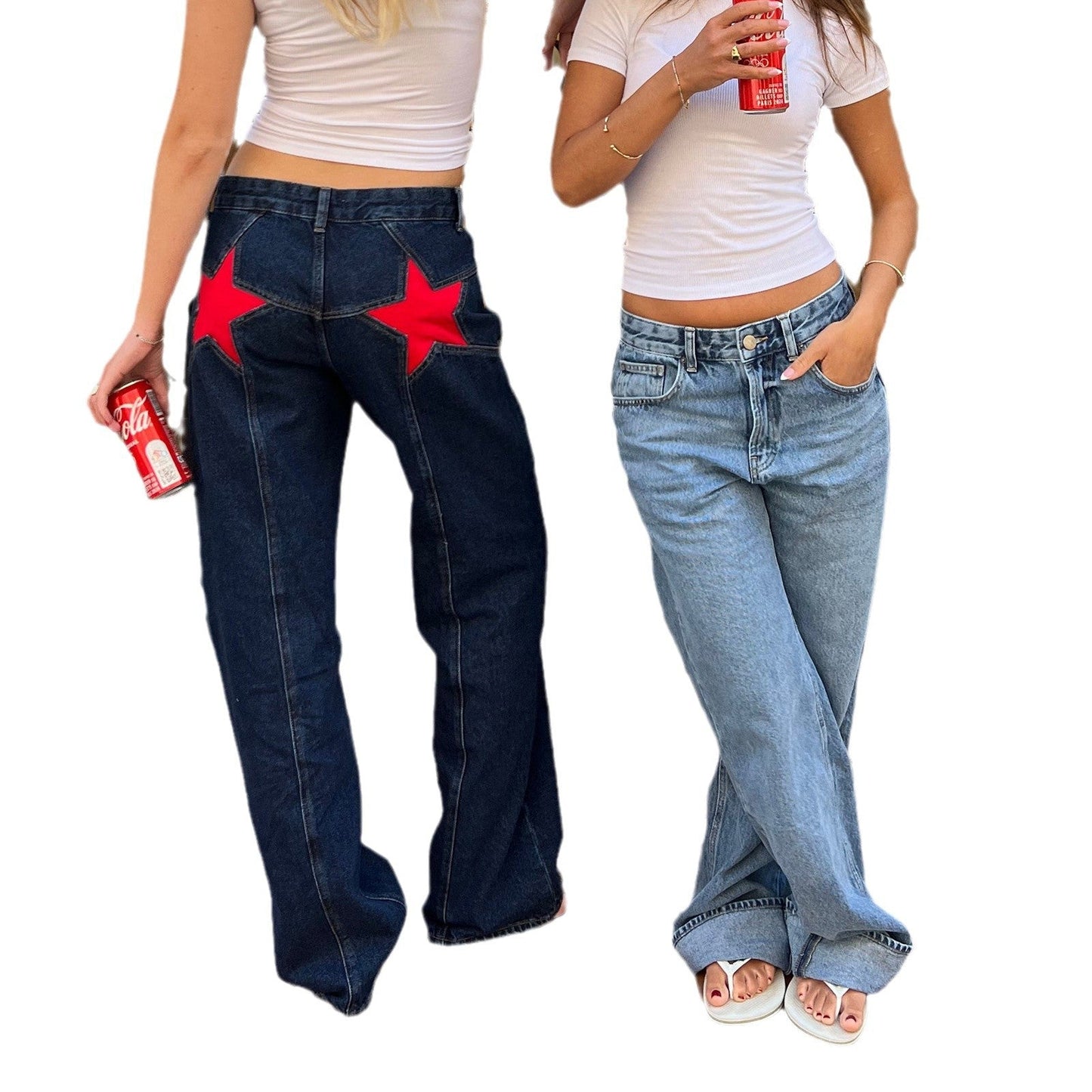 Pantalon Casual Retro à Étoile
