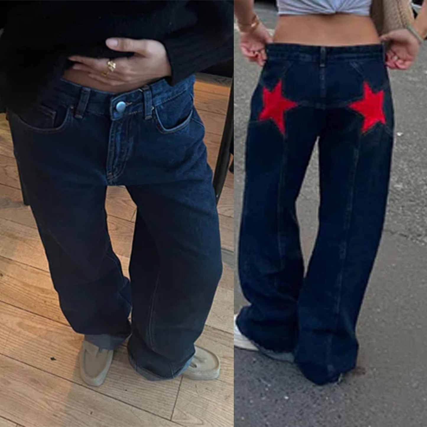 Pantalon Casual Retro à Étoile