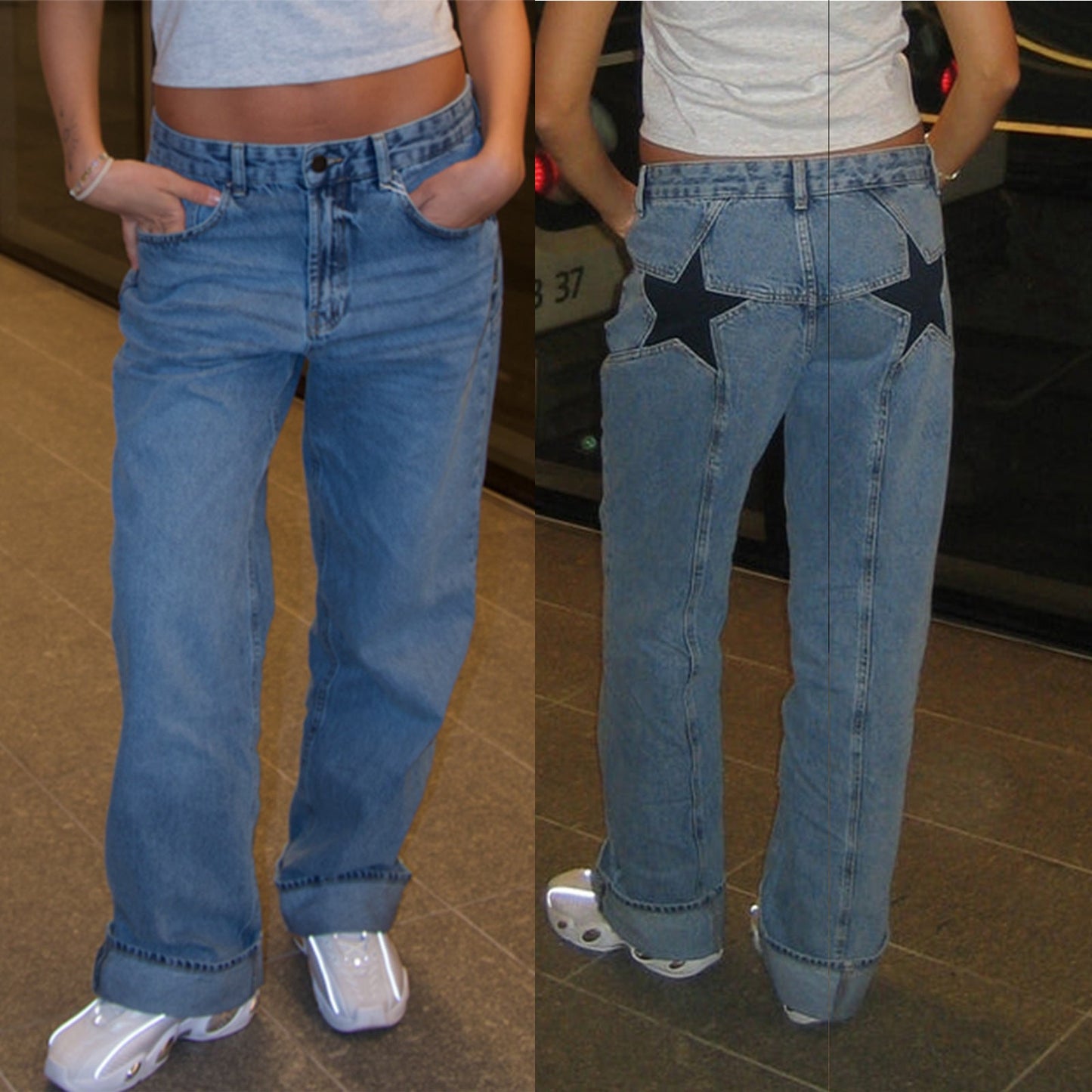 Pantalon Casual Retro à Étoile