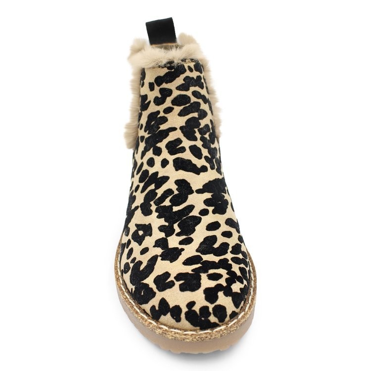 Bottes léopard en daim femme, confort et chaleur.