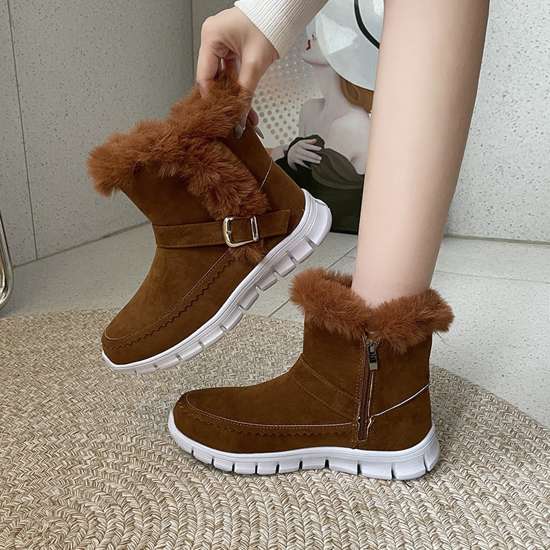 Bottes Hiver Chaudes et Épaisses pour Femme avec Boucle