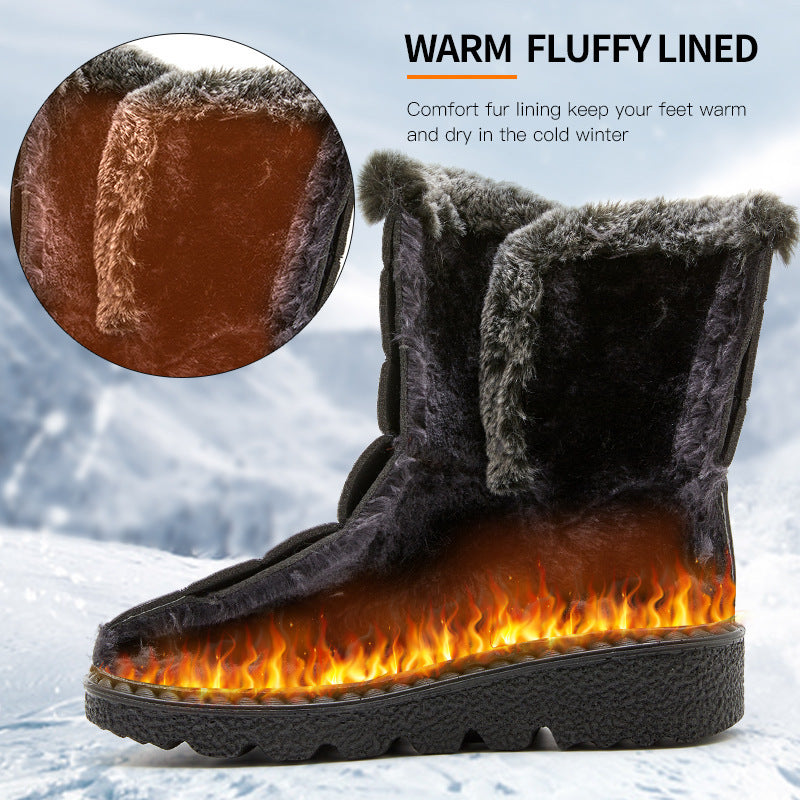 Bottines d'Hiver Imperméables avec Col en Fourrure