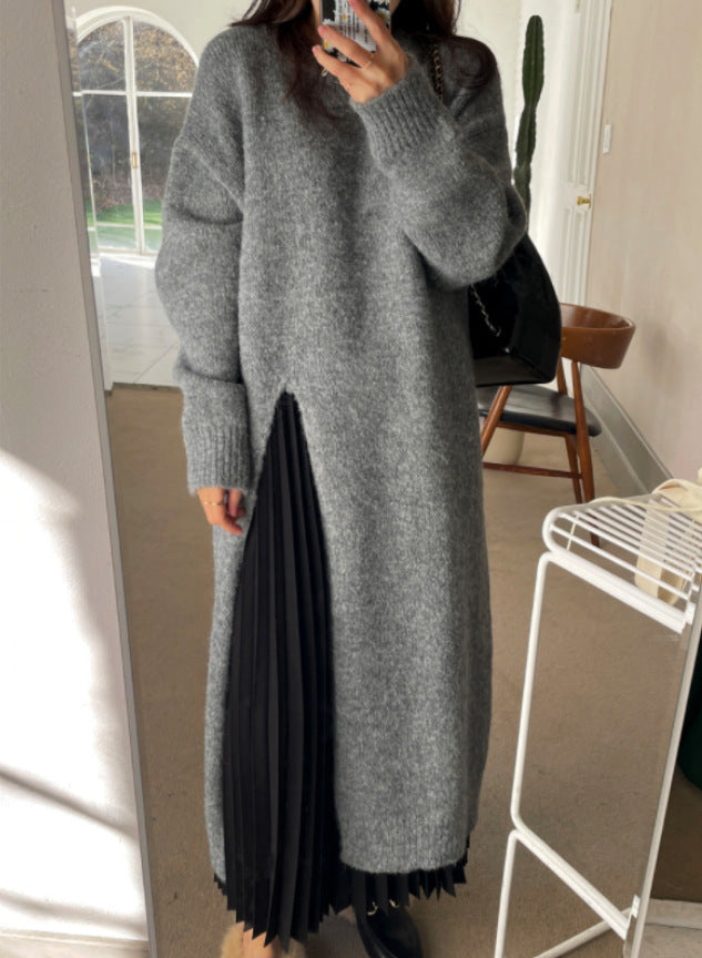 Robe Pull Tricotée Fendue