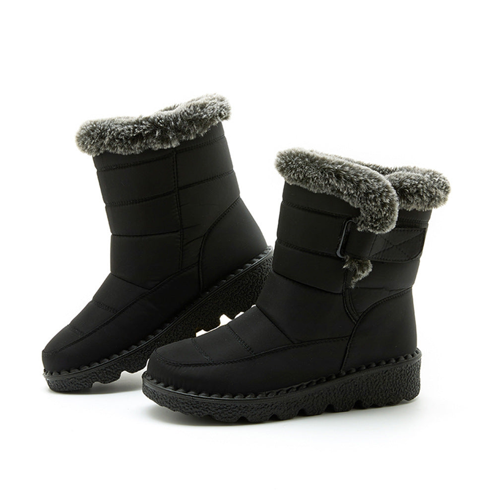 Bottines d'Hiver Imperméables avec Col en Fourrure