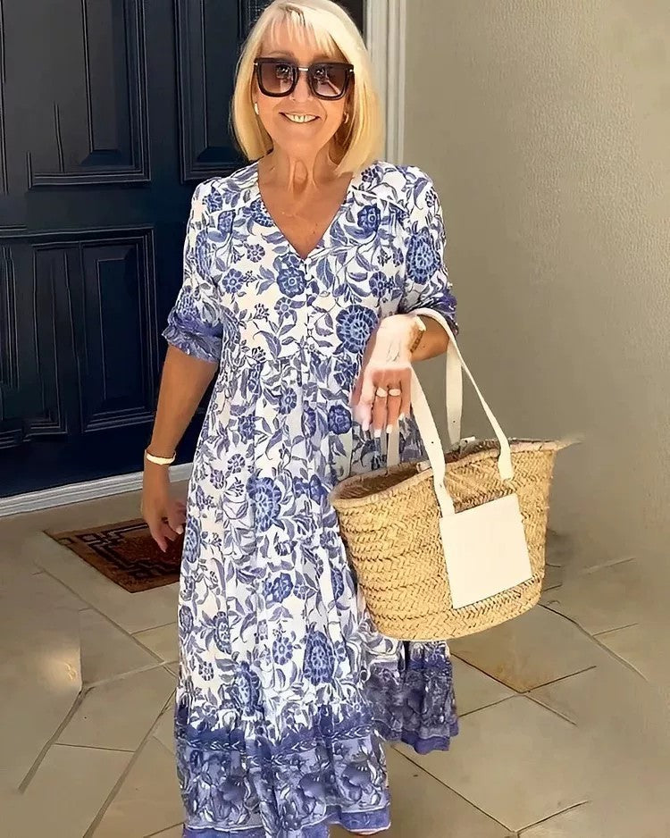 Robe Imprimée Longue à Fleurs – GAZERIA