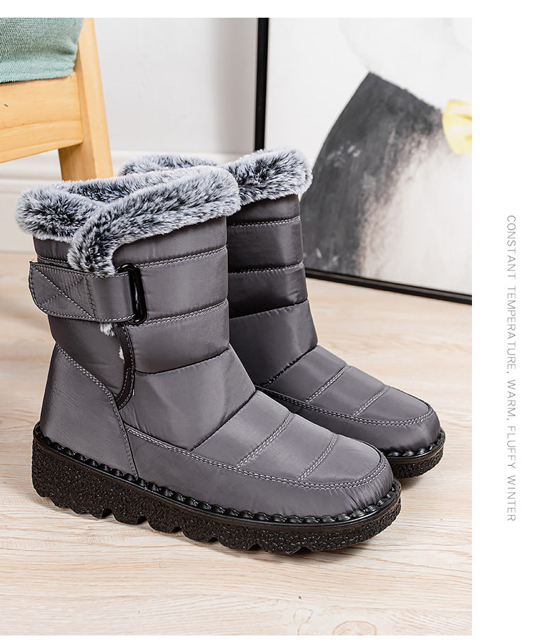 Bottines d'Hiver Imperméables avec Col en Fourrure