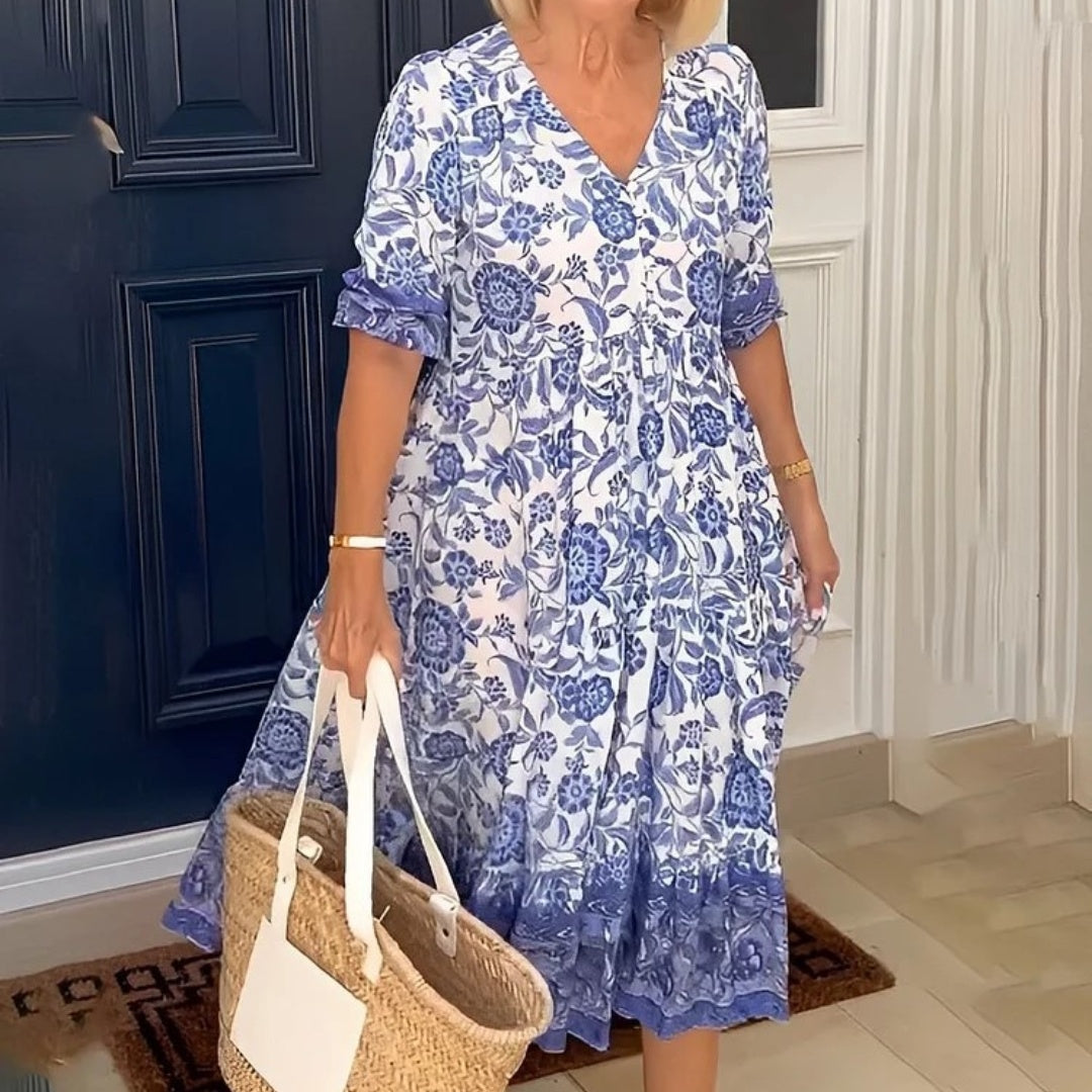 Robe Imprimée Longue à Fleurs – GAZERIA