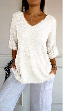Pull Fin Col V Manches Longues – GAZERIA