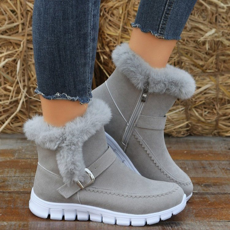 Bottes Hiver Chaudes et Épaisses pour Femme avec Boucle