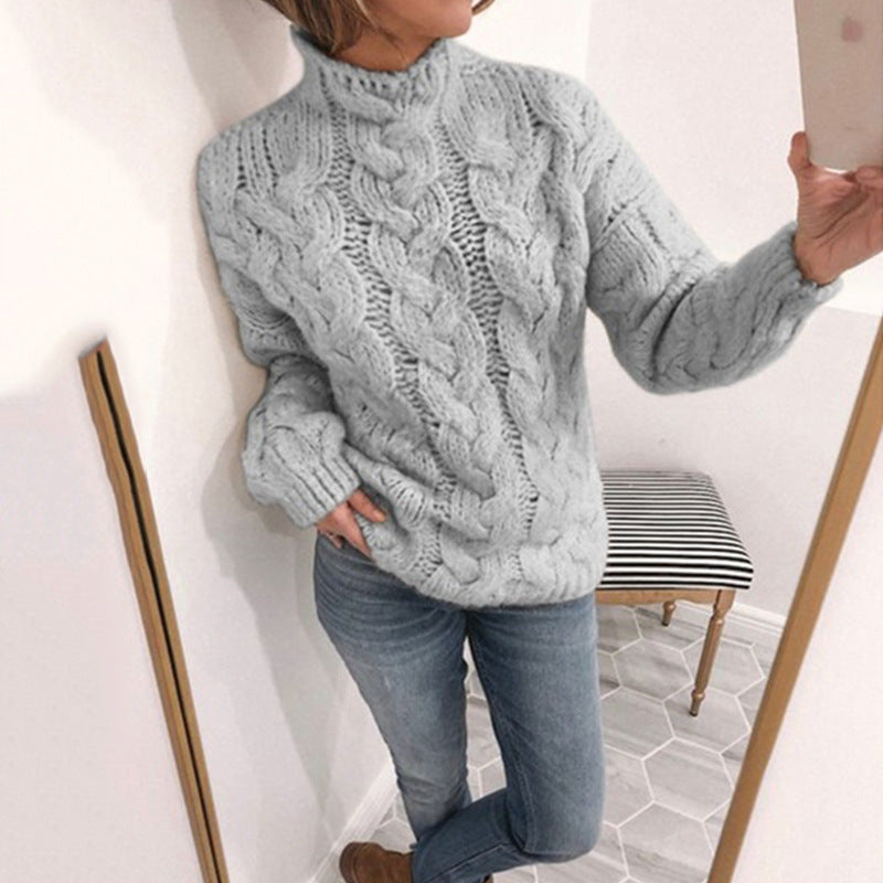 Pull torsadé mode à col montant pour femme