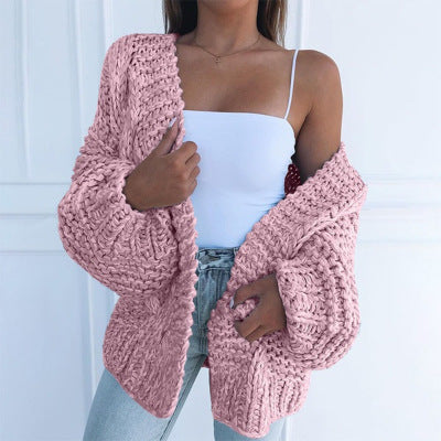 Cardigan pull ample en peluche pour femme