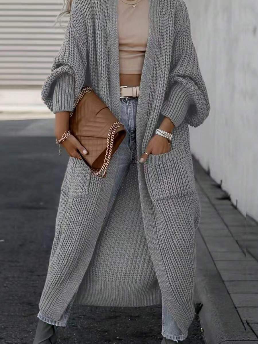 Cardigan Gris Élégant à Boutons