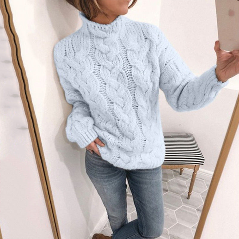 Pull torsadé mode à col montant pour femme