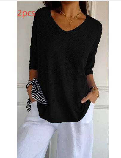 Pull Fin Col V Manches Longues – GAZERIA