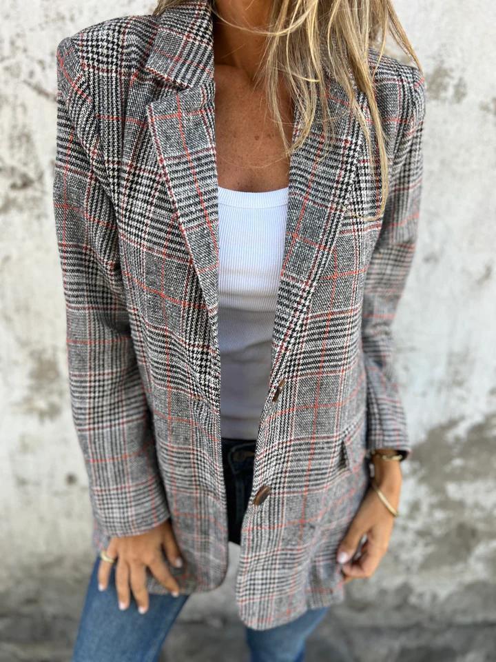 Blazer Rétro Pied-de-Poule – Femme