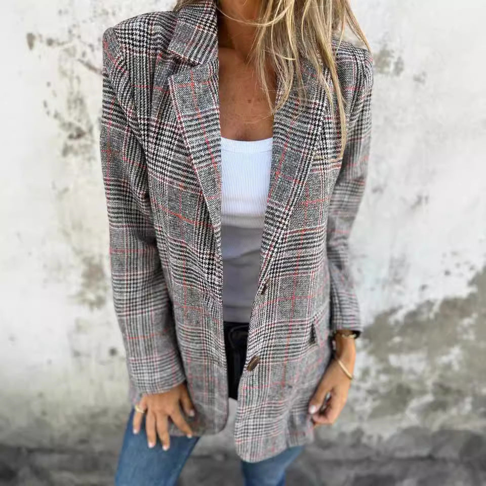 Blazer Rétro Pied-de-Poule – Femme