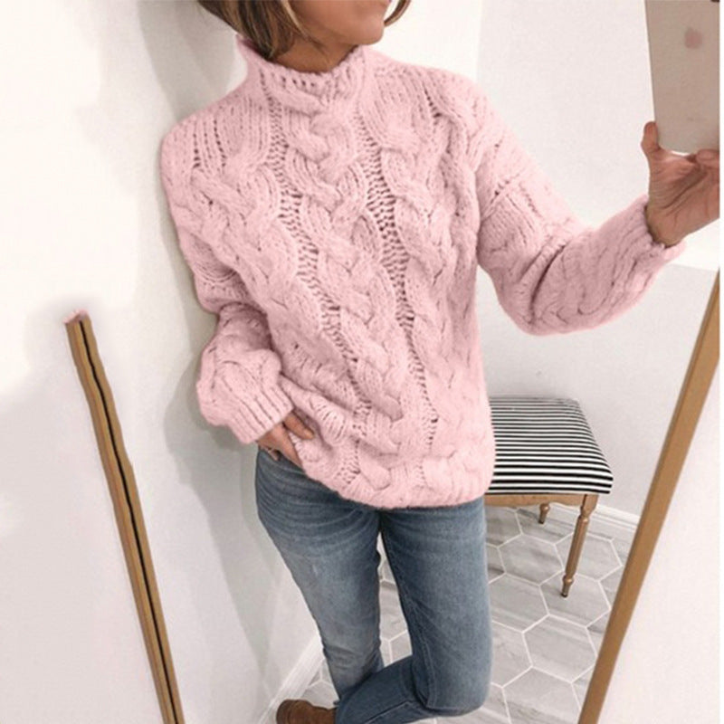 Pull torsadé mode à col montant pour femme