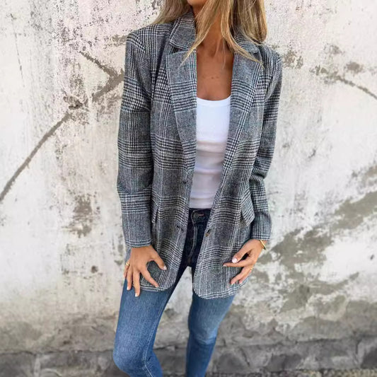 Blazer Rétro Pied-de-Poule – Femme