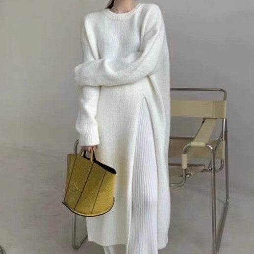 Robe Pull Tricotée Fendue