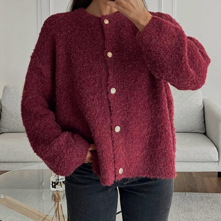 Cardigan en Tricot Femme – Col Rond, Boutonné