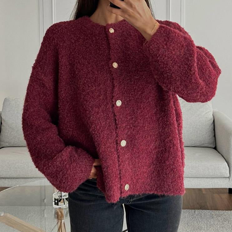 Cardigan en Tricot Femme – Col Rond, Boutonné