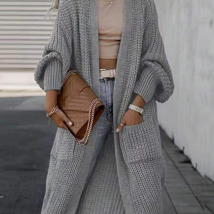 Cardigan Gris Élégant à Boutons