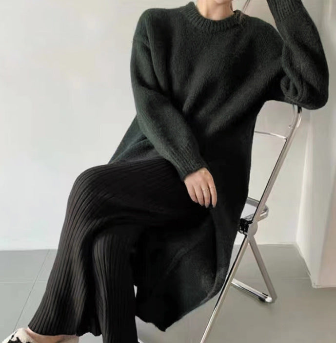 Robe Pull Tricotée Fendue