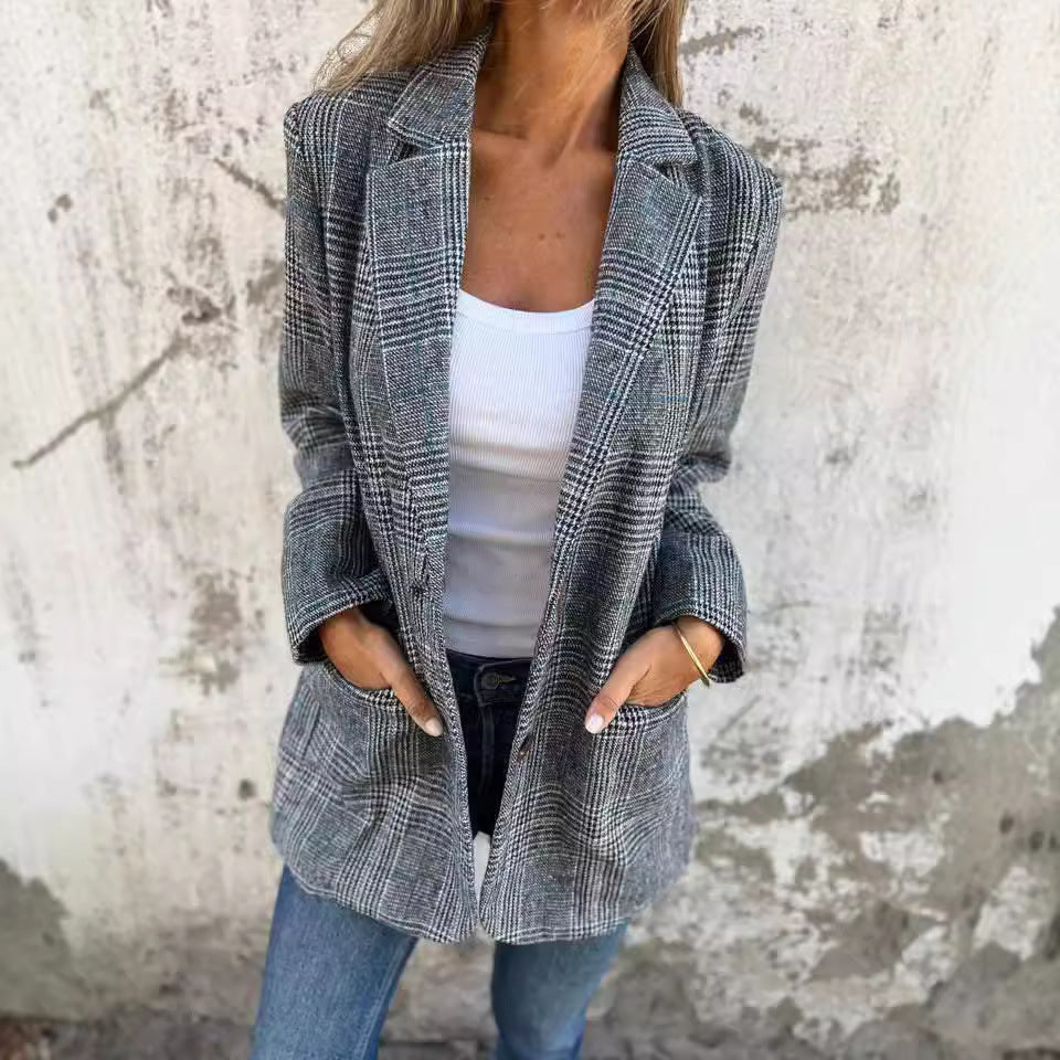 Blazer Rétro Pied-de-Poule – Femme